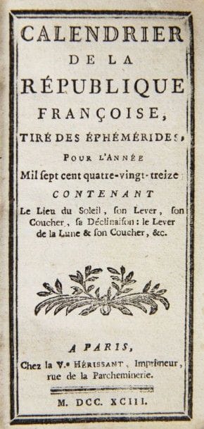 CALENDRIER DE LA REPUBLIQUE FRANÇOISE, tiré...
