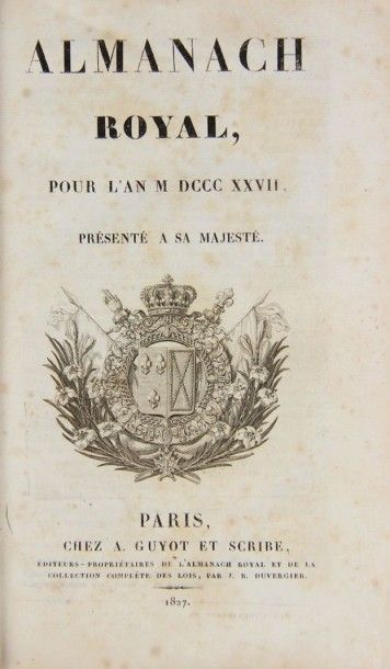 ALMANACH ROYAL pour l'an 1827, présenté à...
