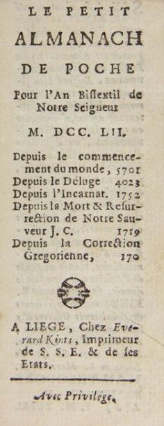 PETIT ALMANACH de poche pour l'année bissextile...