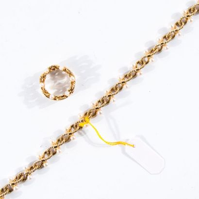 Ensemble bracelet et bague en or jaune et...