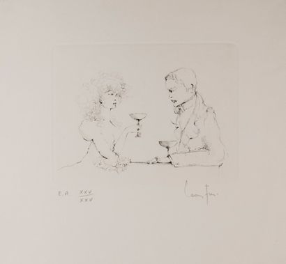 Léonor FINI (1907-1996)
Couple attablé.
Eau-forte,...