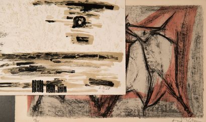 Deux lithographies: André VERDET (1913-2004).
Composition...