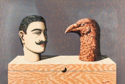 René MAGRITTE (1898-1967)
Homme et oiseau.
Lithographie...