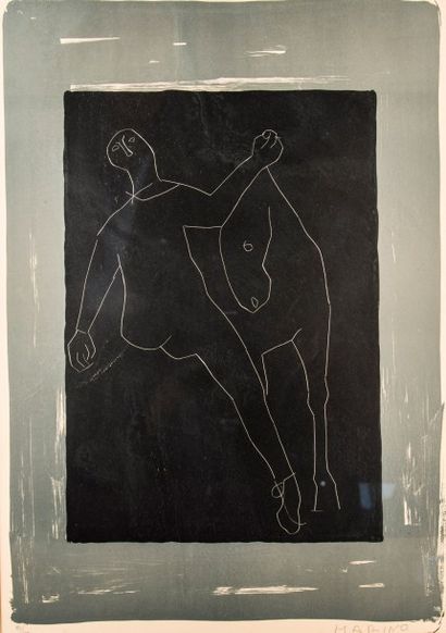 Marino MARINI (1901-1980)
Homme et cheval.
Lithographie...