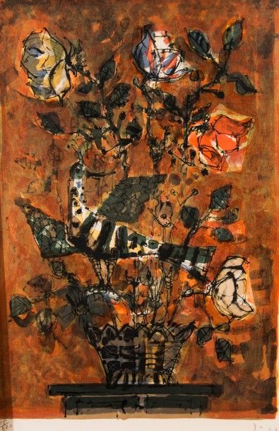 Paul Aïzpiri (1919)
L'oiseau sur la plante.
Lithographie...