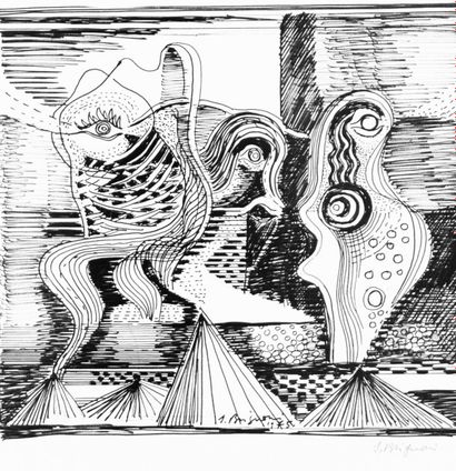 Serge BRIGNONI (1903-2002)
Composition surréaliste.1975.
Lithographie...
