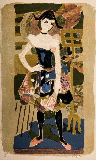 Roger BEZOMBES (1913-1994)
Arlequine.
Lithographie...