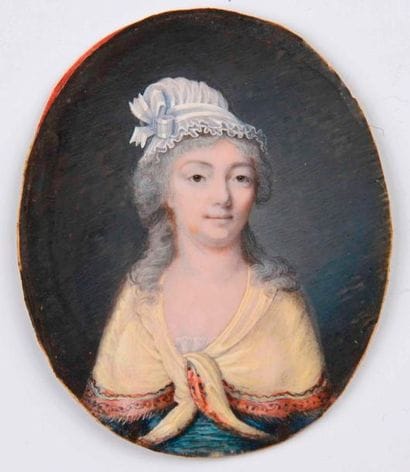 Miniature sur ivoire : portrait de femme...