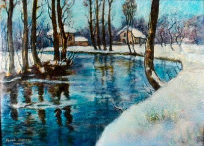 Camille Fauré
Hiver en Normandie, émail signé,...