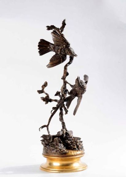 Ferdinand PAUTROT (1832-1874). 
Deux oiseaux...