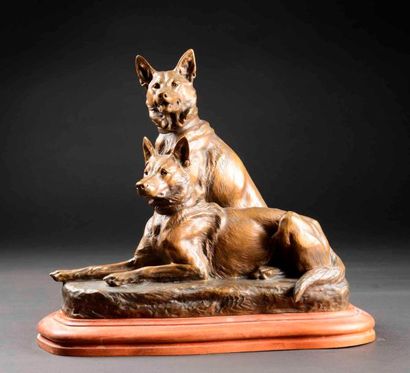 RICHE Louis (1877-1949)
couple de chiens...