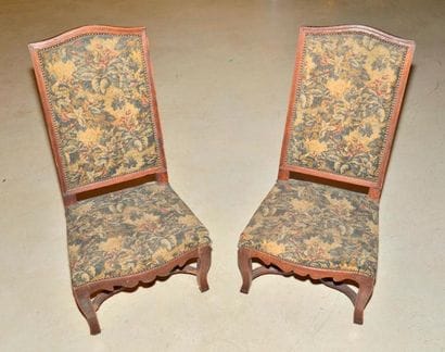 Paire de chaises en bois naturel, dossier...