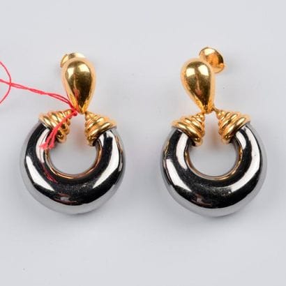 Paire de créoles or et métal 12,8 g brut
