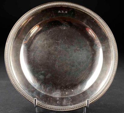 Plat rond en argent minerve 1er titre de...