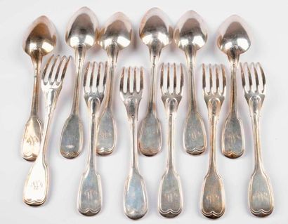 6 couverts de table en argent minerve 1er...