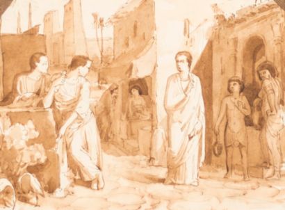 Ecole du XIXème siècle
Ruelle animée en Egypte,...