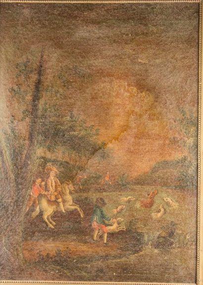 ECOLE DU XVIIIe SIÈCLE
Partie de chasse au...