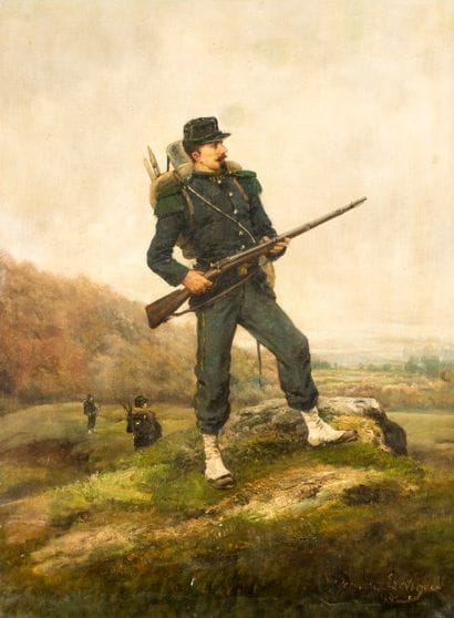 * Théodore LÉVIGNE (1848-1912)
La sentinelle.
Huile...
