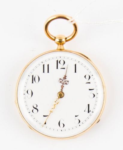 Montre de gousset en or jaune à double boîtier....