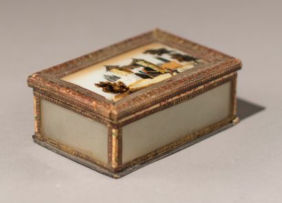 Boîte à panneaux de verre et carton à décor...
