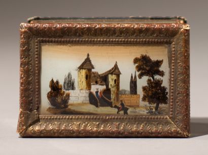 Boîte à panneaux de verre et carton à décor...