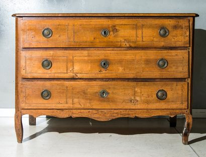 Commode en bois naturel et incrustation de...