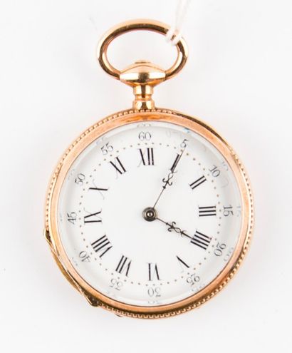 Montre de col en or rose, à double boîtier.
Poinçon...