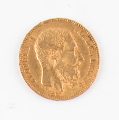 Une pièce de 20 FR or belge Léopold II, de...