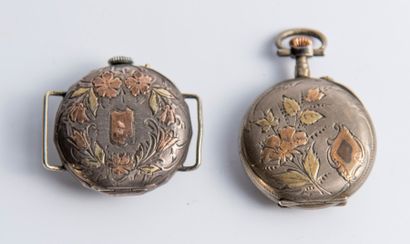 Lot comprenant deux montres en argent.
Poids...