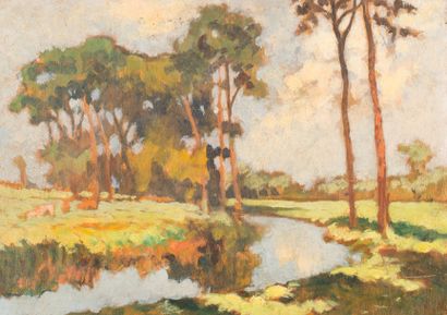 Hippolyte LETY (1878-1959)
Paysage de rivière.
Huile...