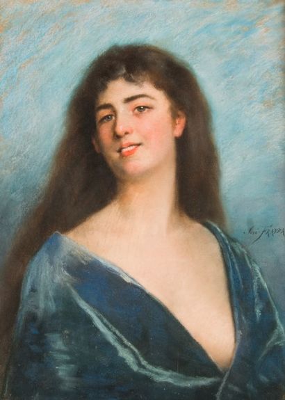 José FRAPPA (1854-1904)
Portrait d'une actrice.
Pastel.
60x46...