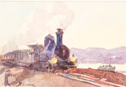 Louis BEYSSON (1856-1912)
Locomotive.
Aquarelle,...