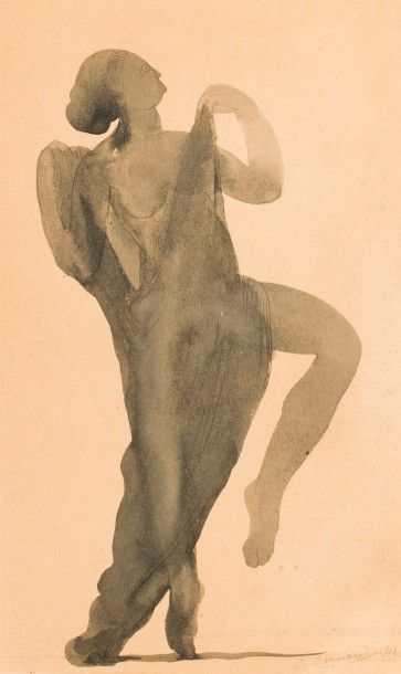 Joseph BERNARD (1864-1933)
Danseuse à l'antique.
Encre...