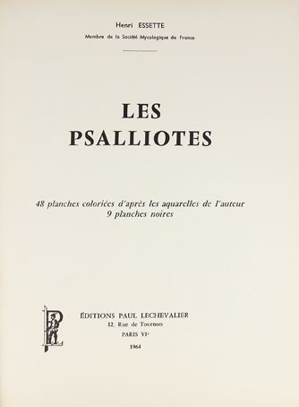 ESSETTE (Henri). Atlas mycologiques I. Les...
