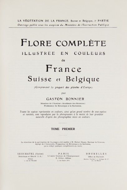[Botanique]. BONNIER (Gaston). Flore complète...