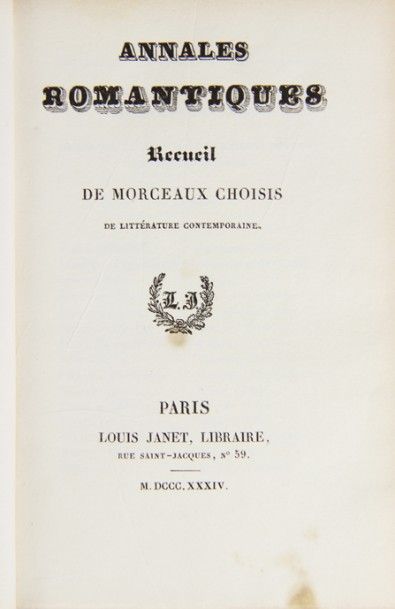 ANNALES ROMANTIQUES. Recueil de morceaux...