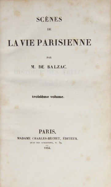 BALZAC (H. de). Scènes de la vie parisienne....