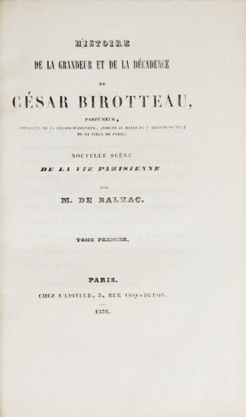 BALZAC (H. de). Histoire de la grandeur et...