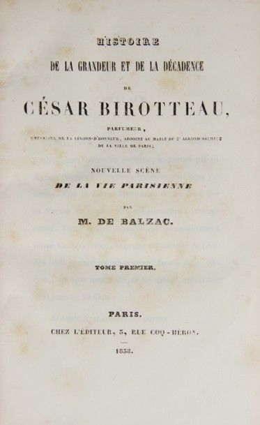 BALZAC (H. de). Histoire de la grandeur et...