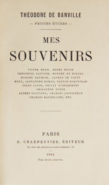 BANVILLE (Théodore de). Mes souvenirs. Paris,...
