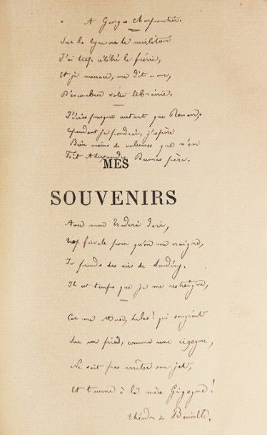 BANVILLE (Théodore de). Mes souvenirs. Paris,...