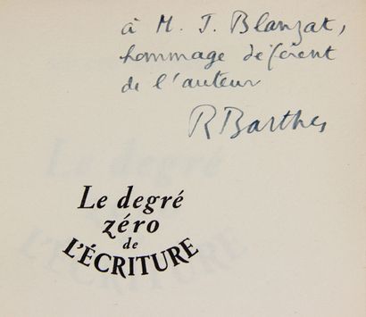 BARTHES (Roland). Le degré zéro de l’écriture....