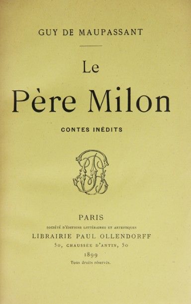 MAUPASSANT (Guy de). Le père Milon. Contes...
