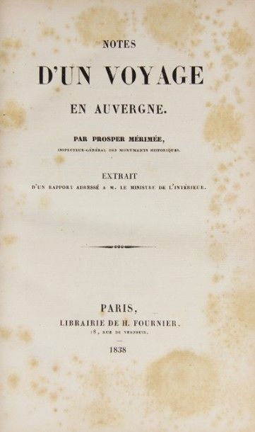 MERIMEE (Prosper). Notes d’un voyage en Auvergne...
