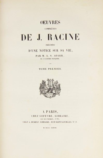 RACINE. Œuvres complètes. Paris, Lefèvre,...