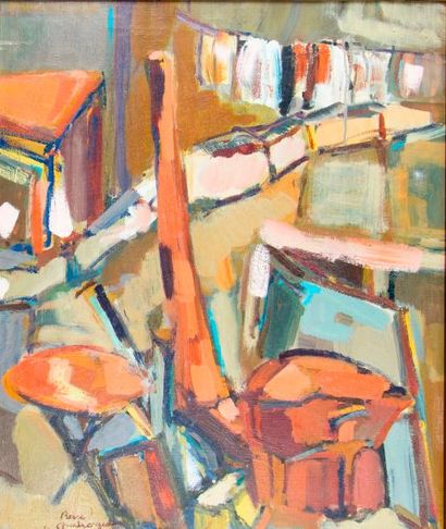 Pierre AMBROGIANI (1907-1985). Ruelle. Huile...