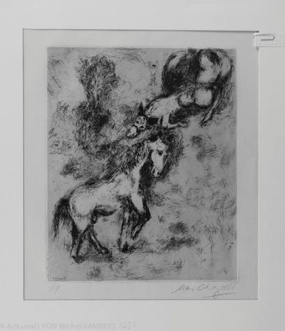 Marc CHAGALL (1887-1985). Le cheval et l'âne....