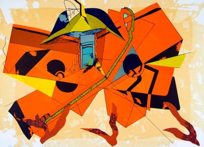 Hervé TELEMAQUE (1937). Croix rouge, 1985....
