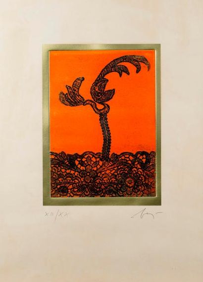 Enrico BAJ (1924-2003). Fiore. Eau-forte...