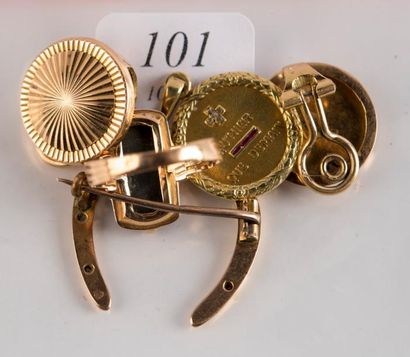 Lot de bijoux or jaune 750 millièmes (18K):...
